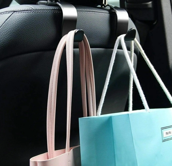 Подвесной автомобильный крючок - держатель / Универсальный крючок / Набор 2 шт., черный